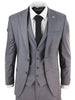 New Mens 3 Piece Suit Plain Grey Classic Tailored Fit Smart Casual 1920s Formal