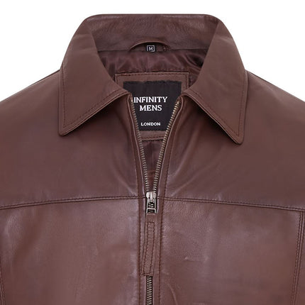 Mens Retro 100% Nappa Leather Harington Biker Jacket