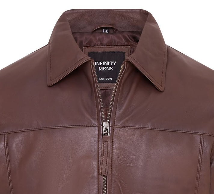 Mens Retro 100% Nappa Leather Harington Biker Jacket