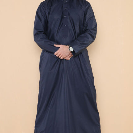 Mens Navy Thobe Jubba Saudi Ramadan Eid Islamic Kaftan Kaudara Arabic Jubbah