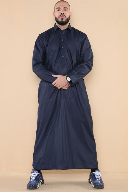 Mens Navy Thobe Jubba Saudi Ramadan Eid Islamic Kaftan Kaudara Arabic Jubbah