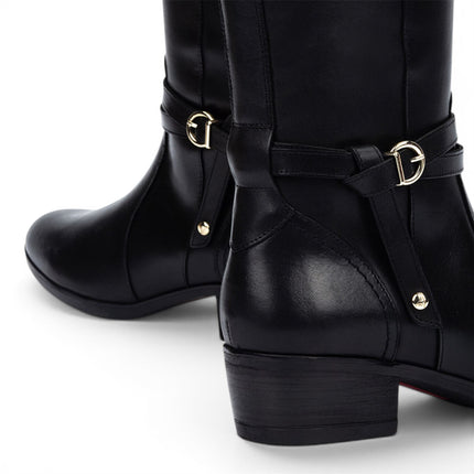 Pikolinos Women's Knee High Tall Black Leather Boots - Daroca