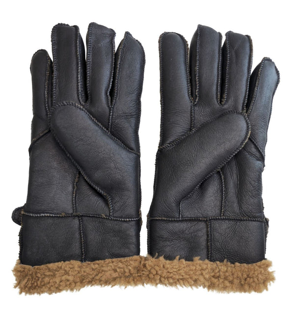 Infinity Leather Mens Brown Luxury Sheepskin Leather Gloves With Buckle