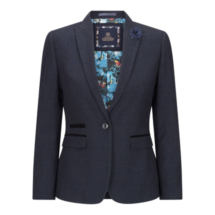 Women's Tailored Fit Tweed Navy Check Blazer Wool Jacket