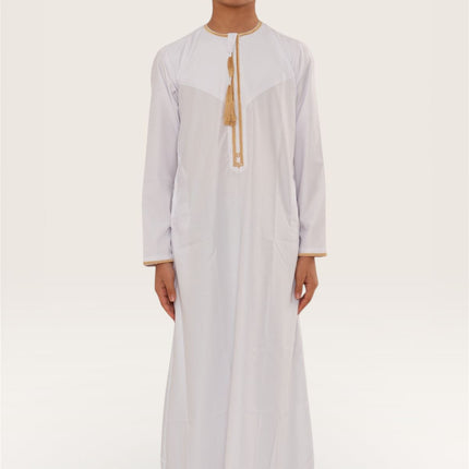 Kids Boys Ramadan White Moroccan Thobe Robe Emirati Eid Jubba- TT-003