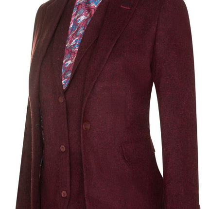 Womens 1920s  Wine Wool Classic Vintage Retro Blazer