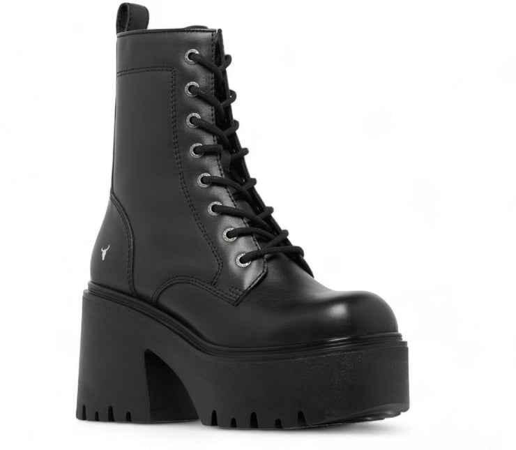 Windsorsmith Womens Black Leather Platform Ankle Punk Boots - Totally