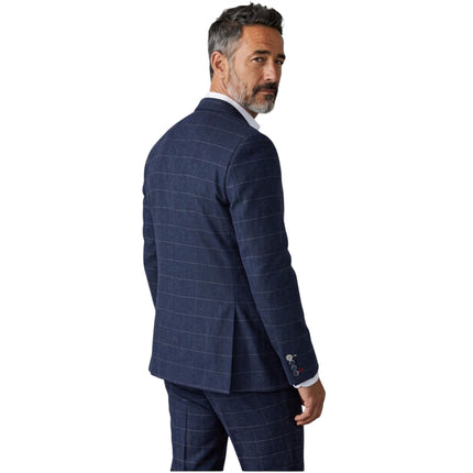 Men's Navy Blue Tweed 3 Piece Wool Blend Formal Suit - TP-32