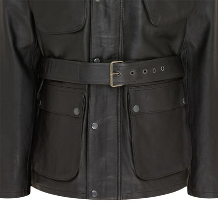 Men's Black Lamb Leather Safari Parka Jacket - Edinburgh