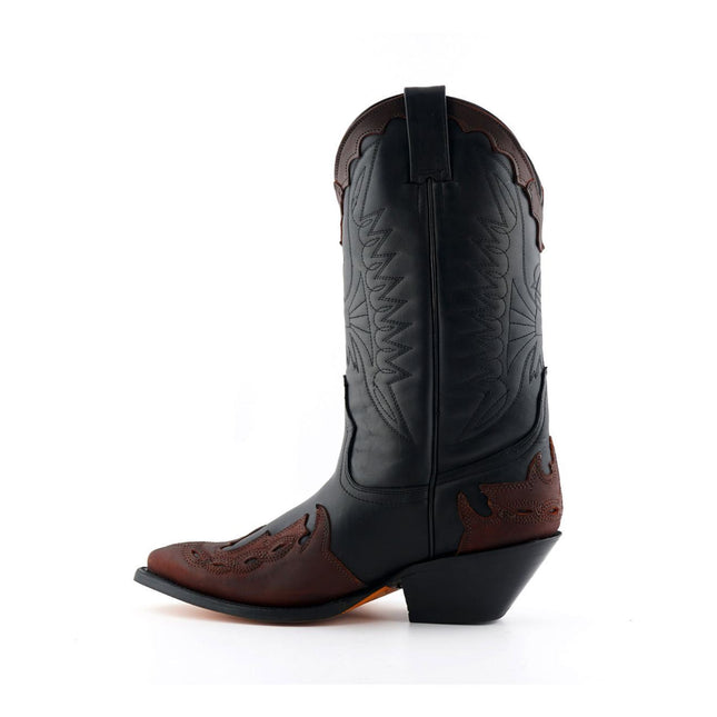 Grinders Unisex Black/Burgundy Leather Cowboy Boots - Arizona