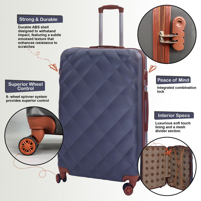 Grey Hard Shell Suitcase Luggage Set Travel Bag