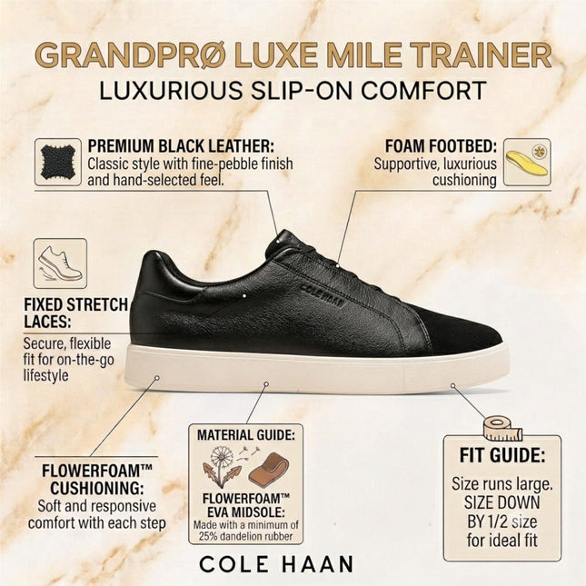 Cole Haan Men's GrandPro Luxe Mile Trainer Black Suede Sneakers - C44434
