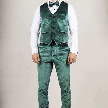 Men's Green 3 Piece Velvet Wedding Tuxedo Formal Suit