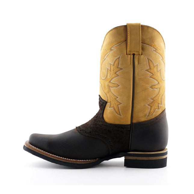 Grinders Tan Leather Cowboy Chelsea Boots - Frontier