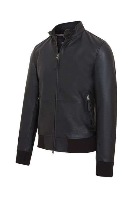 Men's Retro Black Casual Leather Varsity Bomber Jacket