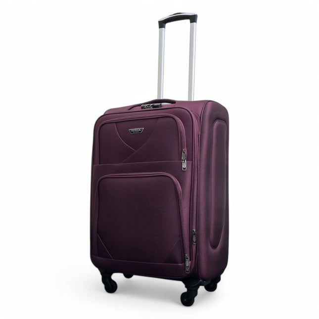 Soft Shell Lightweight Nylon Suitcase Set 4 Wheel Travel Case Holiday Bags