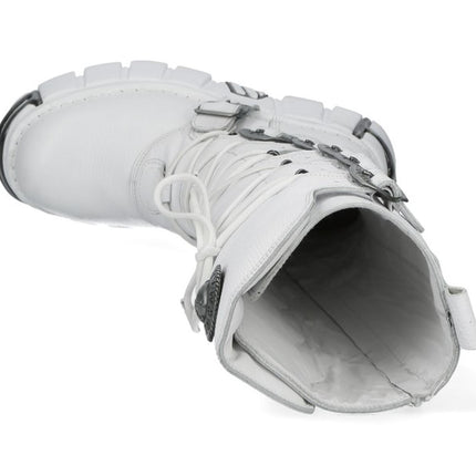 New Rock M-272-C69 Knee High White Leather Gothic Boots