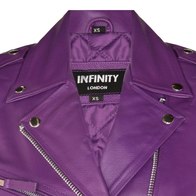Women's Cowhide Brando Leather Biker Jacket-Murcia