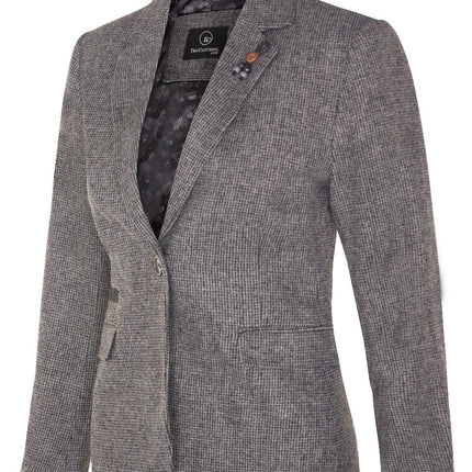 Womens Tweed 1920s Herringbone Grey Blazer