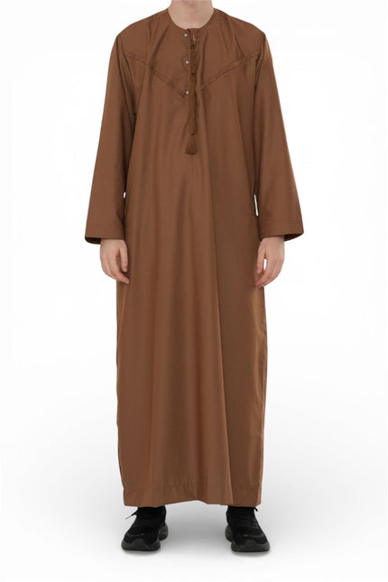 Men's Eid Camel Brown Moroccan Jubba Robe Djellaba Ramadan Eid Thobe - HM11