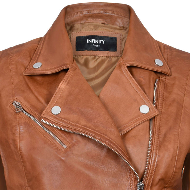 Womens Leather Biker Jacket-Zanzibar
