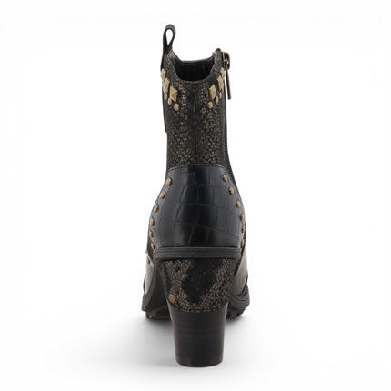Mustang Women's Black Floral Heeled Ankle Boots - M0162012