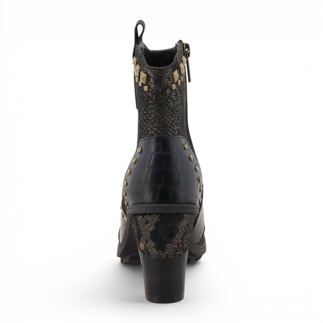 Mustang Women's Black Floral Heeled Ankle Boots - M0162012