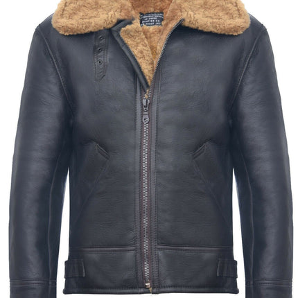 Mens B3 WW2 Leather Sheepskin Aviator Flying Jacket-Charleston