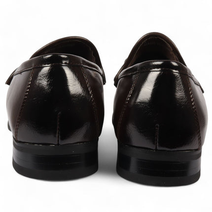 Men's Brown Loafers with Gold Buckle Smart Slip-On Shoes