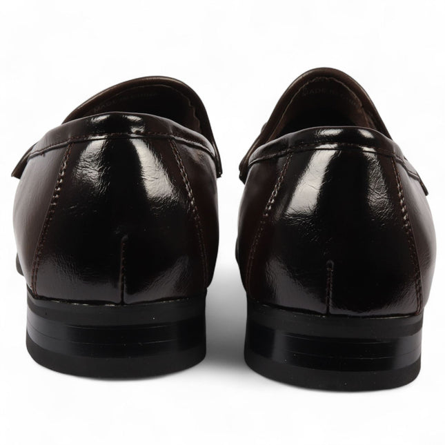 Men's Brown Loafers with Gold Buckle Smart Slip-On Shoes