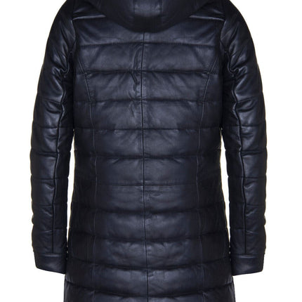 Womens Leather Puffer Parka Jacket-Andria