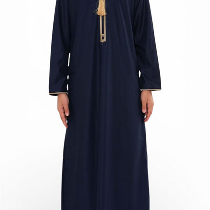 Kids Boys Ramadan Navy Blue Moroccan Thobe Robe Emirati Eid Jubba- TT-003