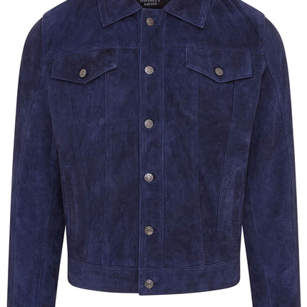Mens Goat Suede Jeans Jacket Trucker Casual Denim Leather Shirt