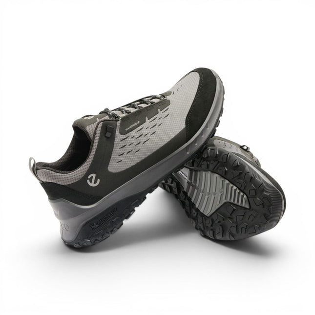 Ecco Men's Black Grey Leather Waterproof Outdoor Trainer Sneaker Shoes - ULT-TRN