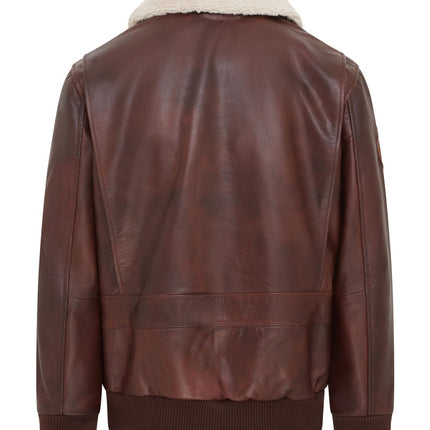 Men's Top Gun Air Force A2 Brown Aviator Bomber Cowhide Leather Jacket