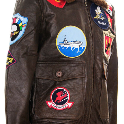Mens A2 Top Gun Leather Bomber Jacket-Camborne
