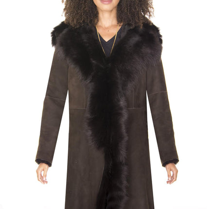 Womens Toscana Sheepskin Suede Trench Coat-Tbilisi