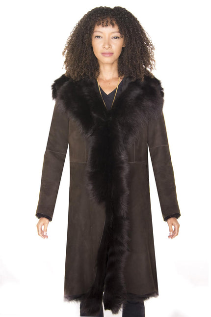 Womens Toscana Sheepskin Suede Trench Coat-Tbilisi