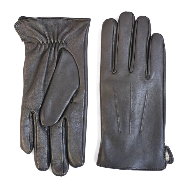 Men’s Brown Italian Leather Warm Wool Lining Winter Gloves - M-LGV-305