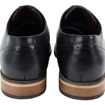 Mens Classic Oxford Brogue Shoes In Perforated Black Leather