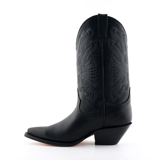 Grinders Black Leather Western Cowboy Boots - Buffalo