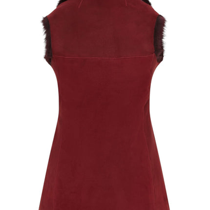 Women's Burgundy Red Toscana Sheepskin Long Gilet-Sorocaba