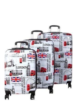 Strong Expandable Hard Shell 8 Wheel Suitcase Set Print Luggage Cabin Travel Bag