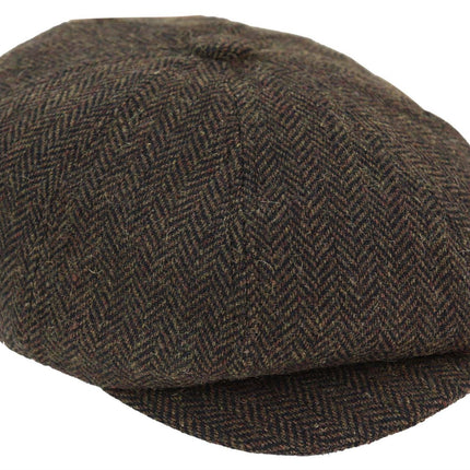 Mens Peaky Blinders Tweed Gatsby Flat Baker Hat With Razor Blade