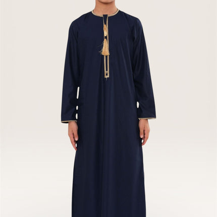Kids Boys Ramadan Navy Blue Moroccan Thobe Robe Emirati Eid Jubba- TT-003