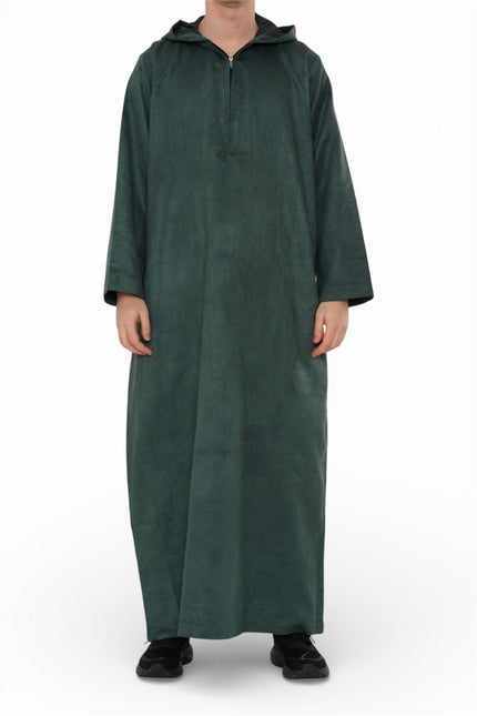 Men's Hooded Eid Green Moroccan Jubba Robe Ramadan Eid Thobe - HM12