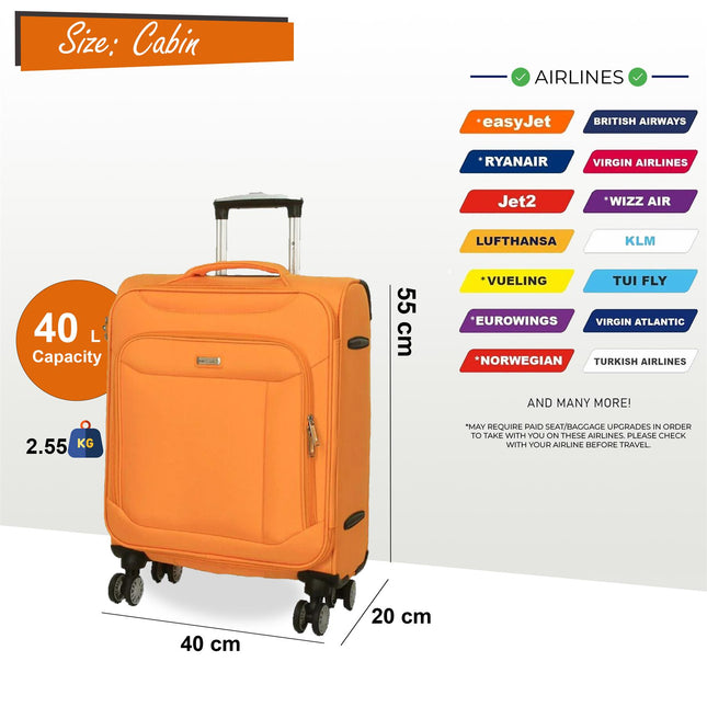 Lightweight Suitcase  4 Wheel Luggage Travel Cabin TSA Soft Bag