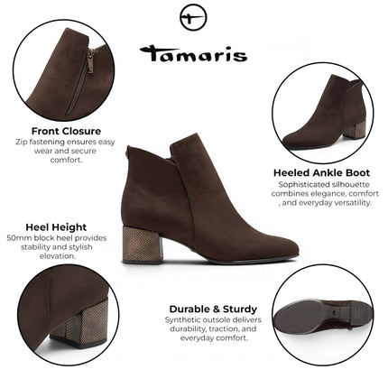 Tamaris Women's Brown Faux Heeled Ankle Boots - 25354-43