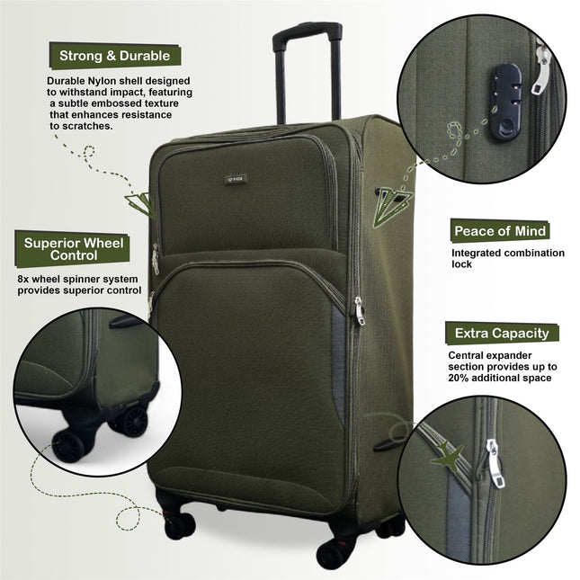Soft Shell Cabin  48 x 37 x 20 cm Secure Travel Luggage Suitcase Suitable for Easyjet, Ryanair