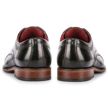 Justin Reess Men's Polished Black Leather Cap Toe Derby Shoes - Everett
